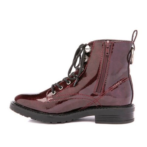 Perfect for Fall&Winter: NEW Burgundy Patent Combat Boots, Sz 7.5 - Picture 2 of 5